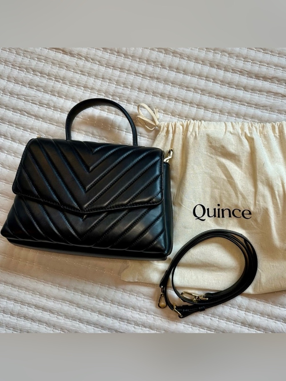 Quince Italian Leather Quilted Satchel - Picture 6 of 6